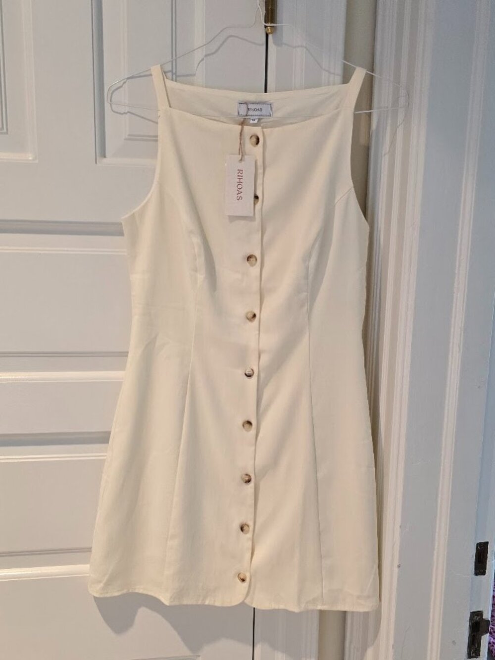 RIHOAS Boat Neck Mini Dress in Off White - Picture 2 of 7